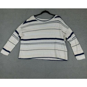 Lou & Grey Size L Oversized Boxy Semi-Cropped Womens Sweater Long Sleeve Striped